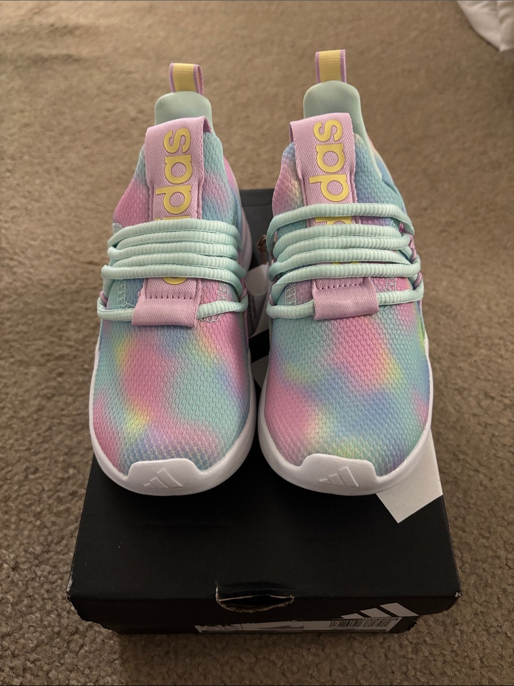 Adidas Lite Racer Kids Pastel Tie-Dye Slip-On Sneakers size 12